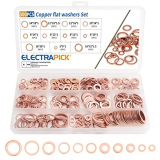 Hộp 300 miếng đệm đồng vòng đệm phẳng vòng đệm phẳng vòng đệm đồng m5 m6 m8 m10 m12 m14 m16 có vít và bu lông
