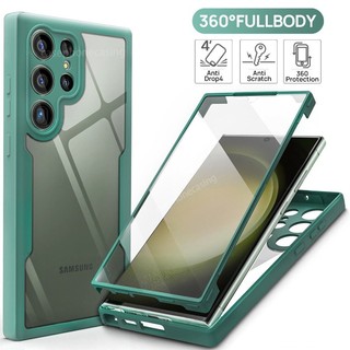 Ốp Điện Thoại Cho Samsung Galaxy S22 S23 24 25 26 Plus Ultra FE Edge 5G 2023 360 Độ Bao Gồm Tất Cả Vỏ Bảo Vệ Mặt Sau Chống Sốc Hai Mặt
