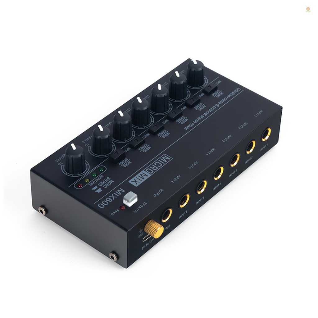 Nicephoto Máy Trộn Âm Thanh Nổi mini Tiếng Ồn Thấp 6 Kênh Cho Đàn Guitar bass / Bàn Phím Sân Khấu