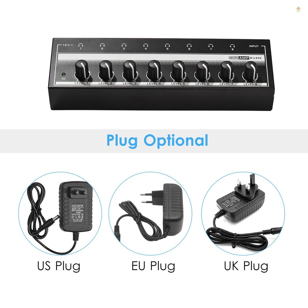 Nicephoto ha800 Khuếch Đại Âm Thanh Tai Nghe Bộ khuếch đại micrô âm thanh nổi mini 10 kênh ultra-compact. với bộ đổi nguồn