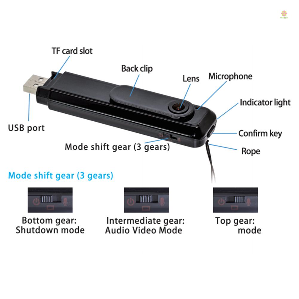Nicephoto Máy Quay video 1080p mini Có Kẹp Và Pin lithium Một Phím Ghi Âm Nhanh Cho Nhà Ở / Văn Phòng