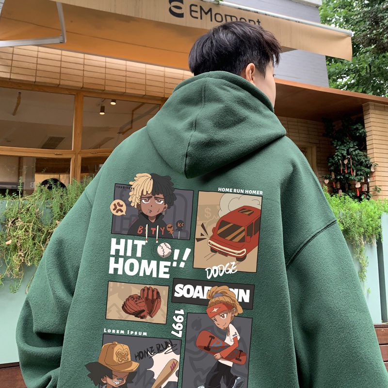 IFNICEFUTURE  Áo hoodie Dáng Rộng In Họa Tiết Hoạt Hình Phong Cách hong kong Cho Nam