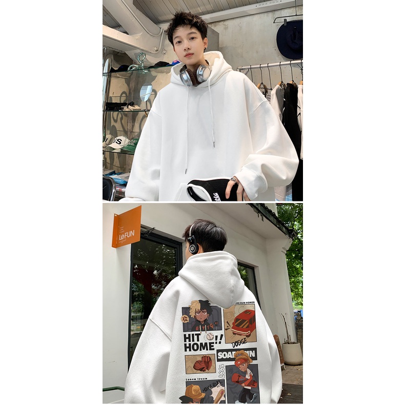 IFNICEFUTURE  Áo hoodie Dáng Rộng In Họa Tiết Hoạt Hình Phong Cách hong kong Cho Nam