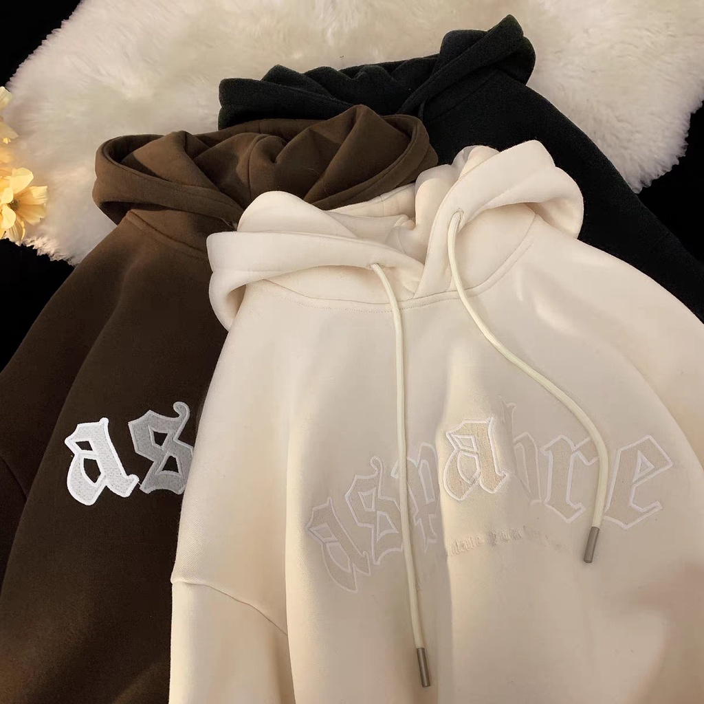 Áo hoodie Nhung Dày Dài Tay In Chữ gothic Thời Trang Cho Nam