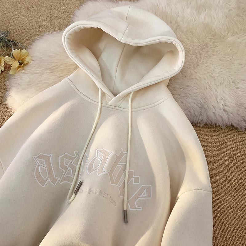 Áo hoodie Nhung Dày Dài Tay In Chữ gothic Thời Trang Cho Nam