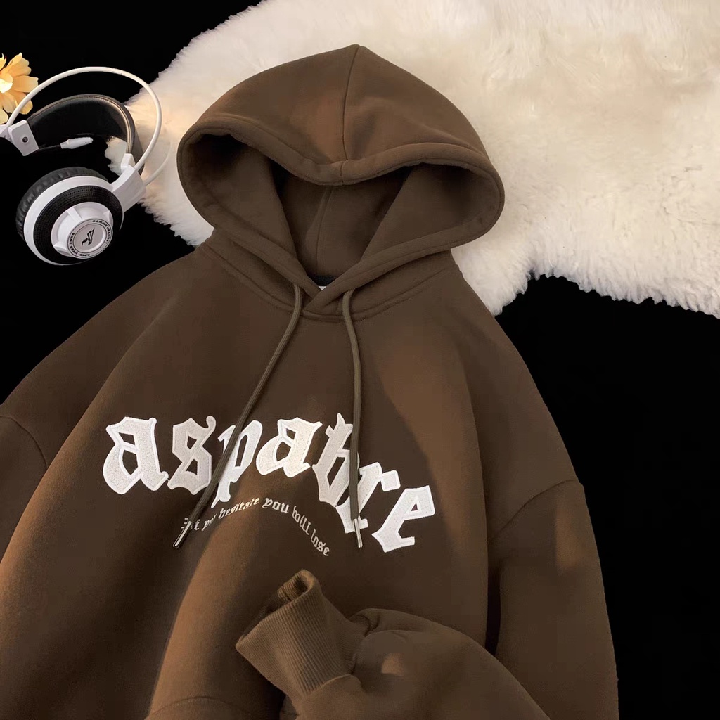 Áo hoodie Nhung Dày Dài Tay In Chữ gothic Thời Trang Cho Nam