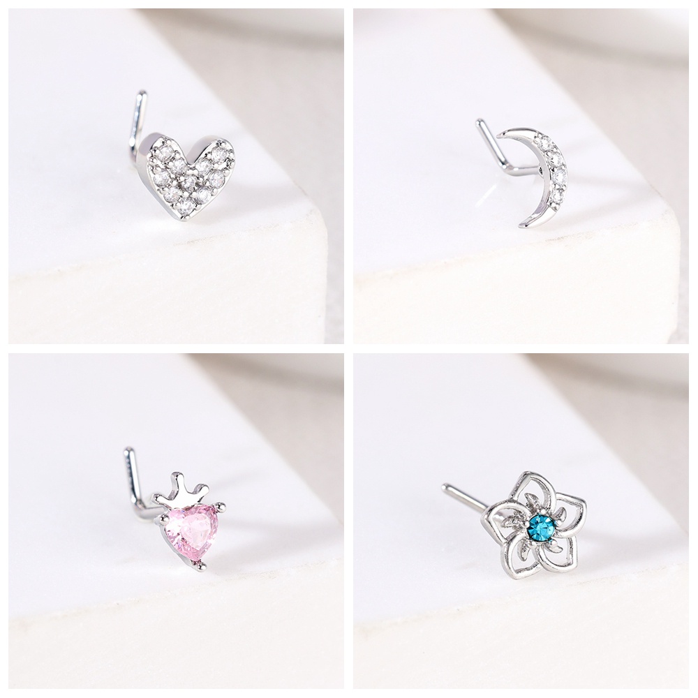 1 Khuyên Mũi Thép Không Gỉ Hình Chữ l Đính Đá zircon