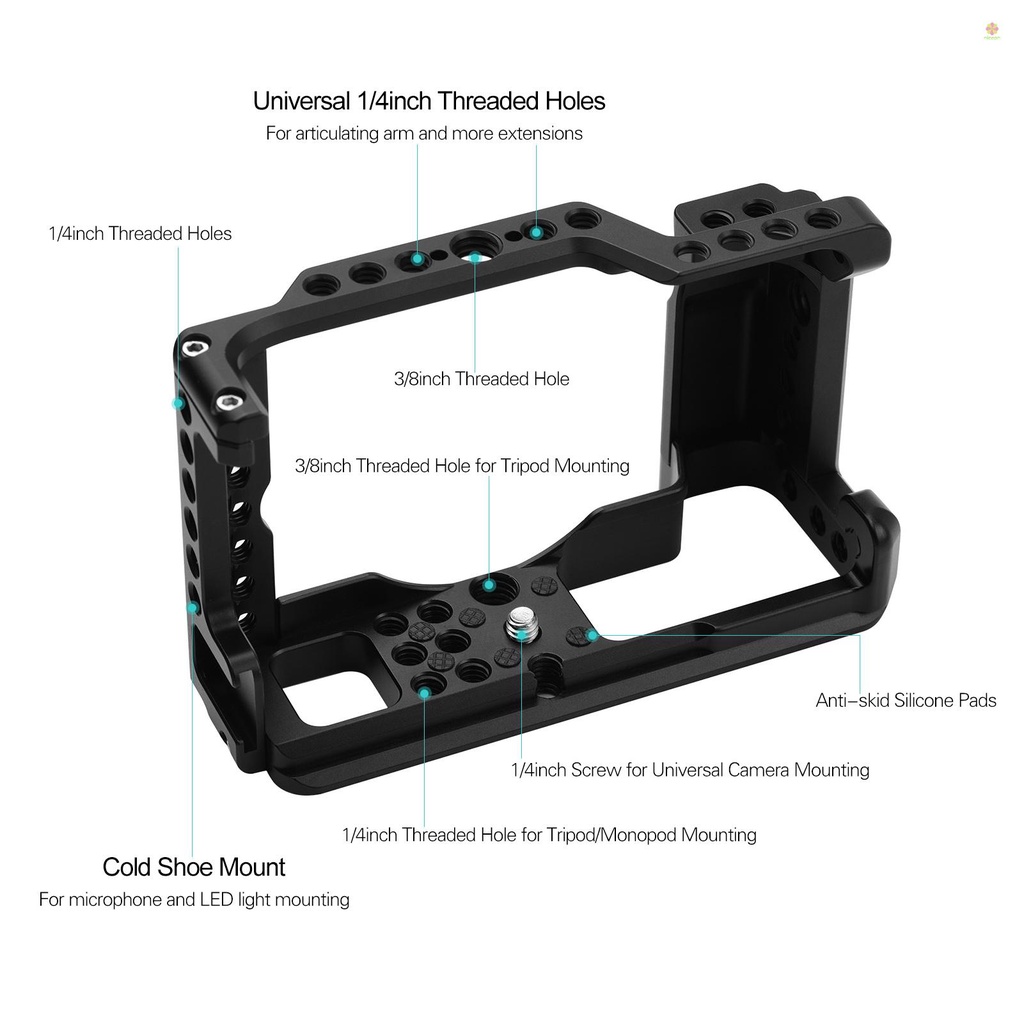 Khung Hợp Kim Nhôm Kèm Ngàm Gắn 1 / 4 3 / 8 Cho Máy Ảnh andoer m6 mark ii
