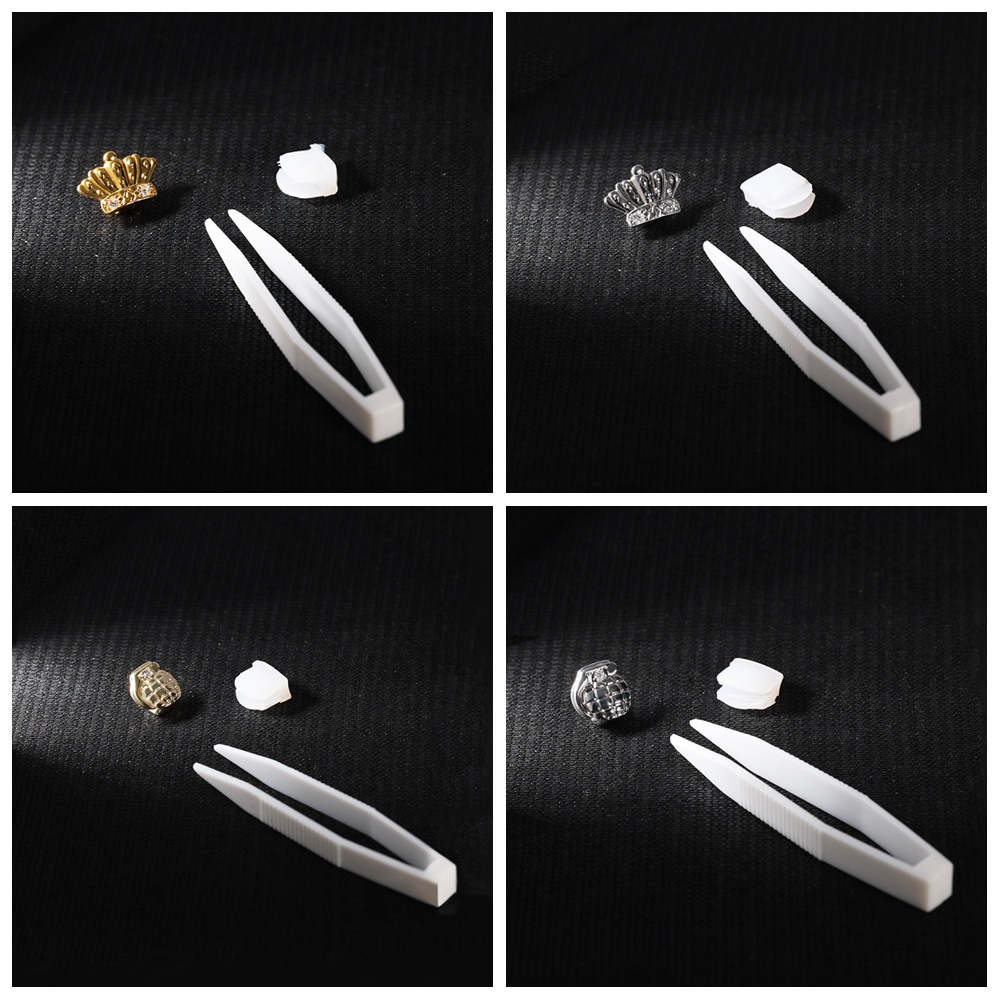 Răng Giả Mạ Vàng 18k Đánh Bóng Phong Cách hip hop Với Nắp Nướng Đáy Thấp cz zircon