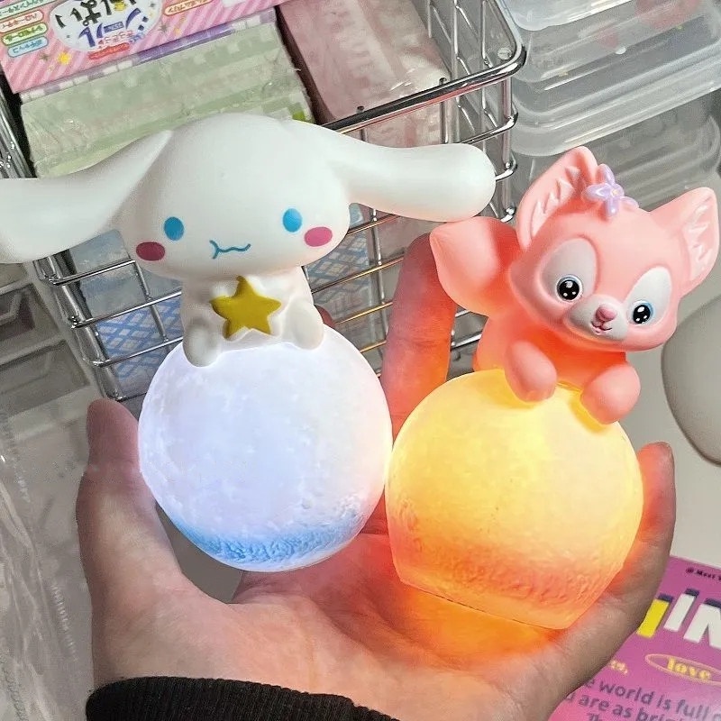 Sanrio Hello Kitty Kuromi Cinnamoroll Giai Điệu MOON Đèn Ngủ Phát Sáng Trẻ Em Đồ Chơi Đầu Giường Đèn Bánh Topper