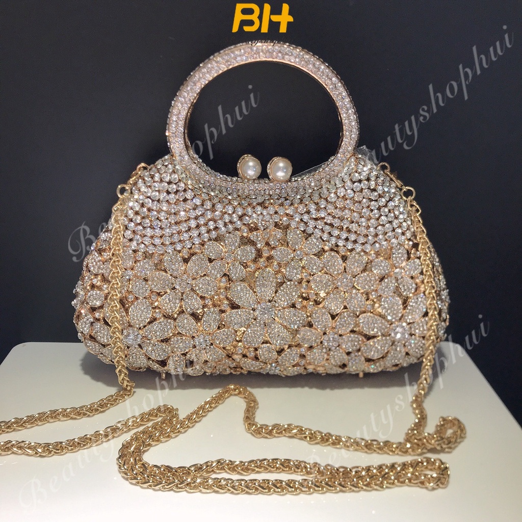 Mới Túi Xách Đeo Vai Đính Đá Họa Tiết Hoa Cúc Nhỏ Dễ Thương Cho Nữ