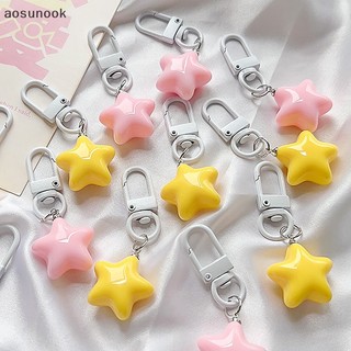 Aosunook móc khóa hình ngôi sao mập mạp màu vàng / hồng dễ thương dùng làm quà tặng cho nữ