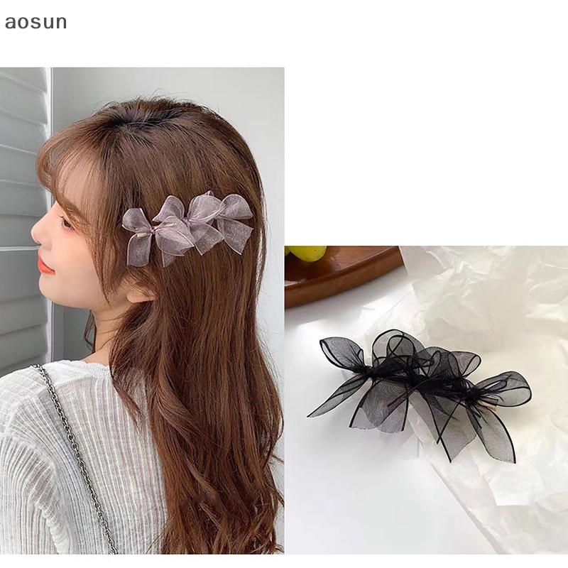 Aosun Kẹp Tóc Hình Nơ Lớn Màu Trơn Thời Trang Dành Cho Nữ