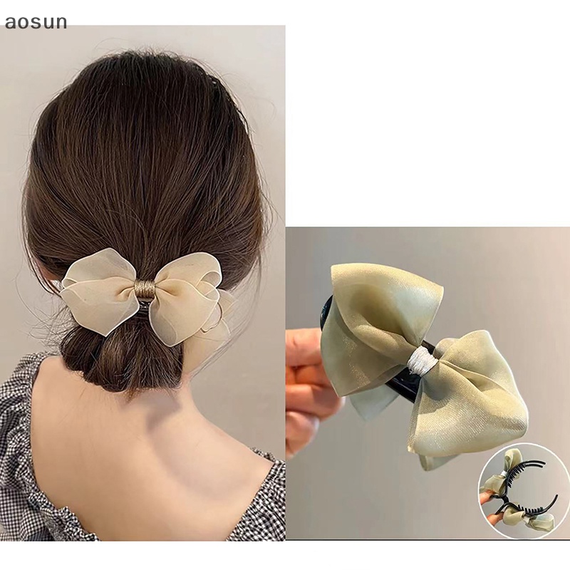Aosun Kẹp Tóc Hình Nơ Lớn Màu Trơn Thời Trang Dành Cho Nữ