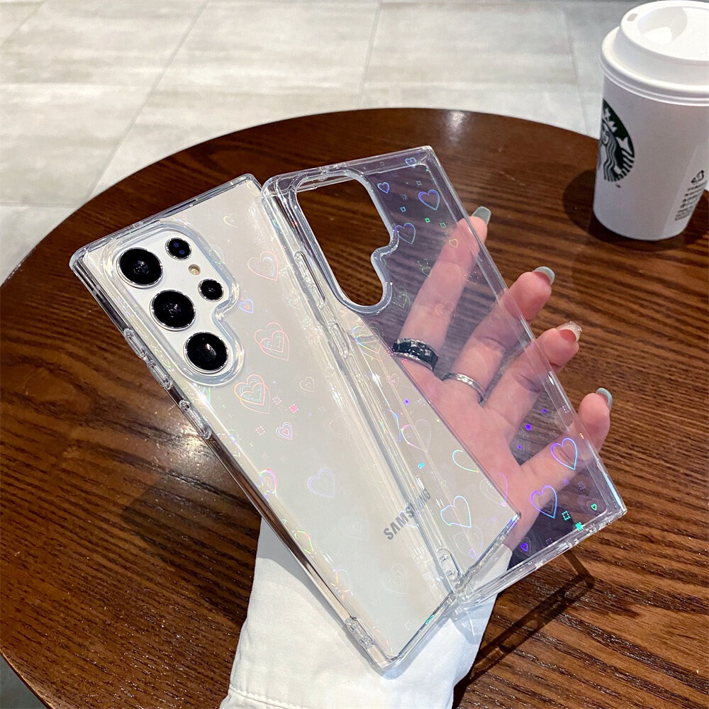 Ốp Điện Thoại Họa Tiết Trái Tim Màu laser Cho samsung galaxy s23ultra s22 / s22plus / s22ultra / s23 / s23plus