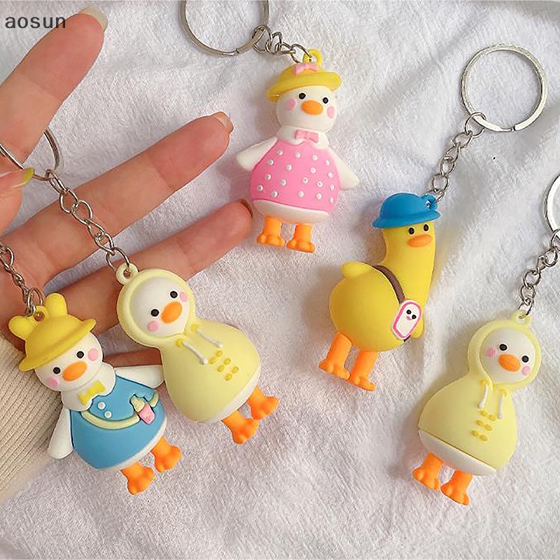 Aosun Móc Chìa Khóa Hình Vịt Con Dễ Thương Sáng Tạo