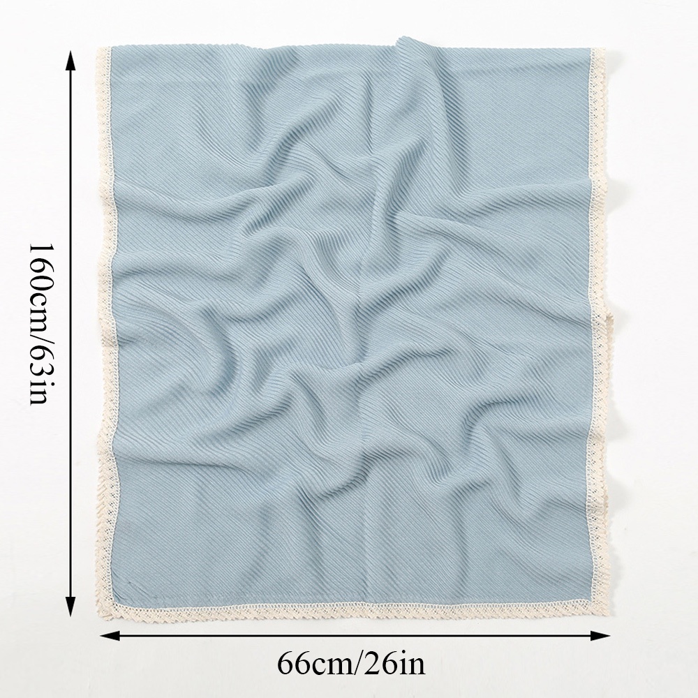 Khăn Choàng cotton Dài Mềm Mại Màu Trơn Xếp Ly Kiểu Đạo Hồi 160 * 66cm