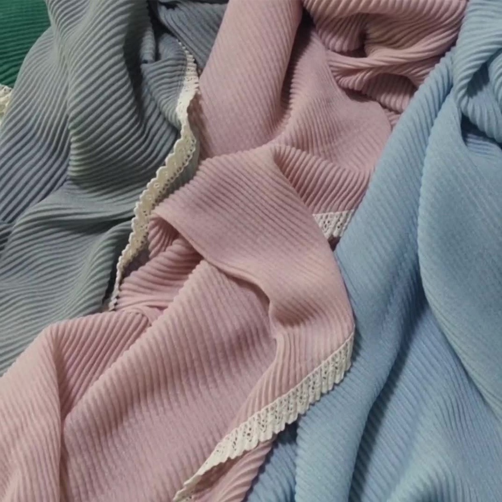 Khăn Choàng cotton Dài Mềm Mại Màu Trơn Xếp Ly Kiểu Đạo Hồi 160 * 66cm