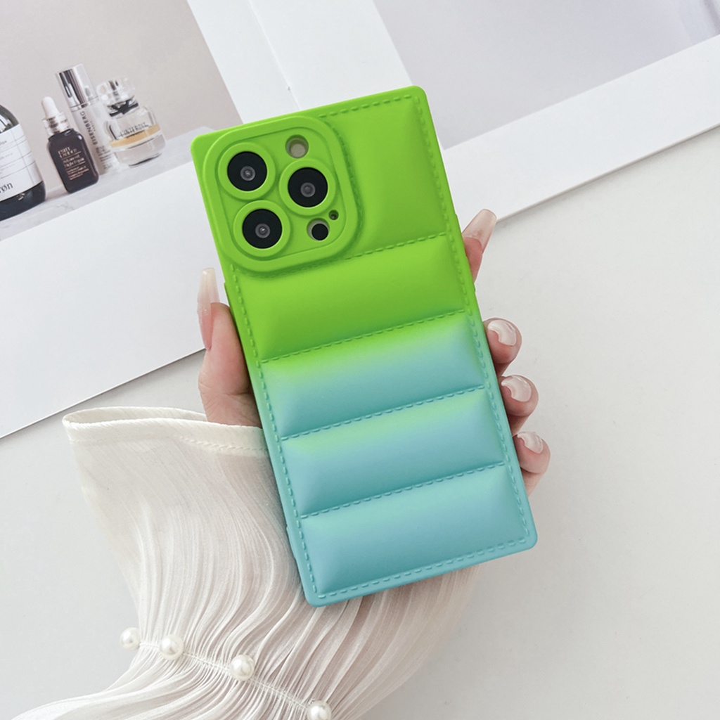 Ốp Điện Thoại Hình Vuông Màu Xanh Lá / Tím / Đỏ gradient Thời Trang Cho iphone 14 pro max 14pro 14 13 pro max 12 pro max 11
