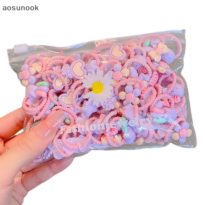 Aosunook Set 20 Dây Buộc Tóc Cao Su Co Giãn Dễ Thương Cho Bé Gái