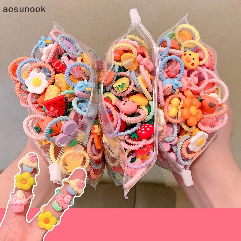 Aosunook Set 20 Dây Buộc Tóc Cao Su Co Giãn Dễ Thương Cho Bé Gái