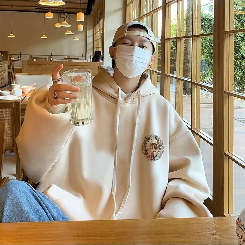 Áo hoodie nam big size M-8XLÁo hoodie cotton Nhung Dày Tay Dài Dáng Rộng In Họa Tiết Hoạt Hình Và Hoa vintage Thời Trang Mùa Thu Cho Nam