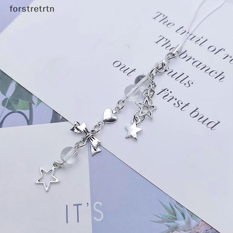 Forstretn Móc Điện Thoại Bằng Kim Loại Hình Ngôi Sao Năm Cánh Đính Đá Ngọt Ngào