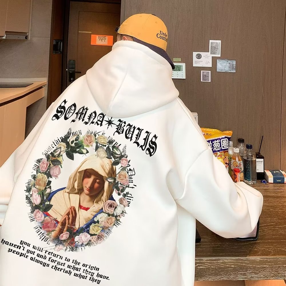 Áo hoodie nam big size M-8XLÁo hoodie cotton Nhung Dày Tay Dài Dáng Rộng In Họa Tiết Hoạt Hình Và Hoa vintage Thời Trang Mùa Thu Cho Nam