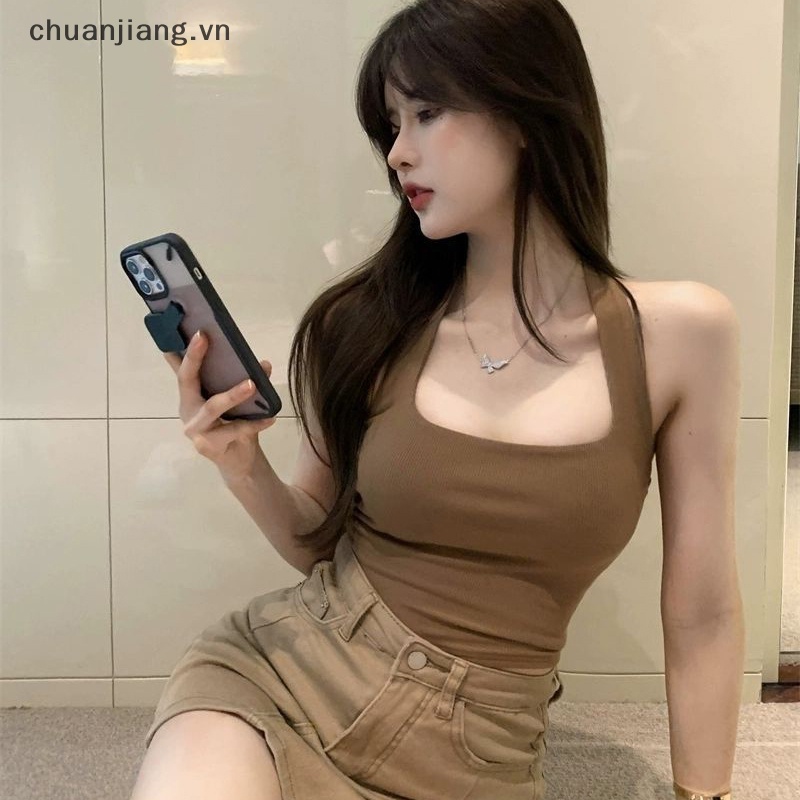 Áo Hai Dây Màu Trơn Phong Cách Hàn Quốc Quyến Rũ Cho Nữ