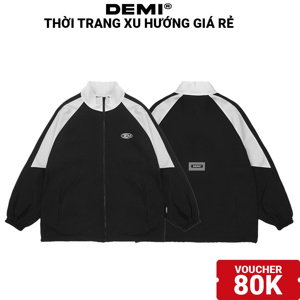 Áo khoác dù nam nữ form rộng, cổ trụ phối màu đen trắng đẹp mắt local brand DEMI | DE-AK66