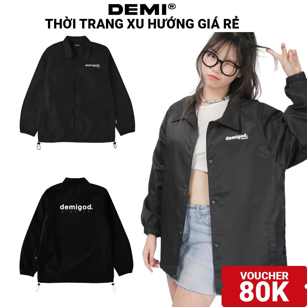 Áo khoác dù nam nữ form rộng, cổ bẻ màu đen basic màu đen local brand DEMI | DE-AK63