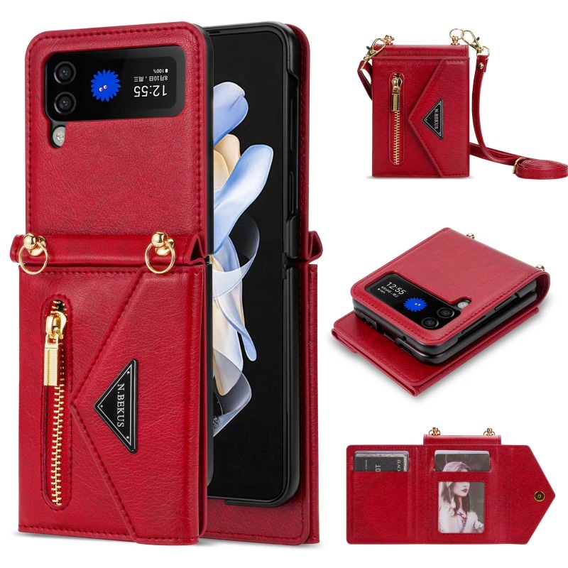 Bao Da Điện Thoại Dạng Ví Có Dây Đeo Chéo Cho samsung galaxy z flip 5 4 3 5g Ốp