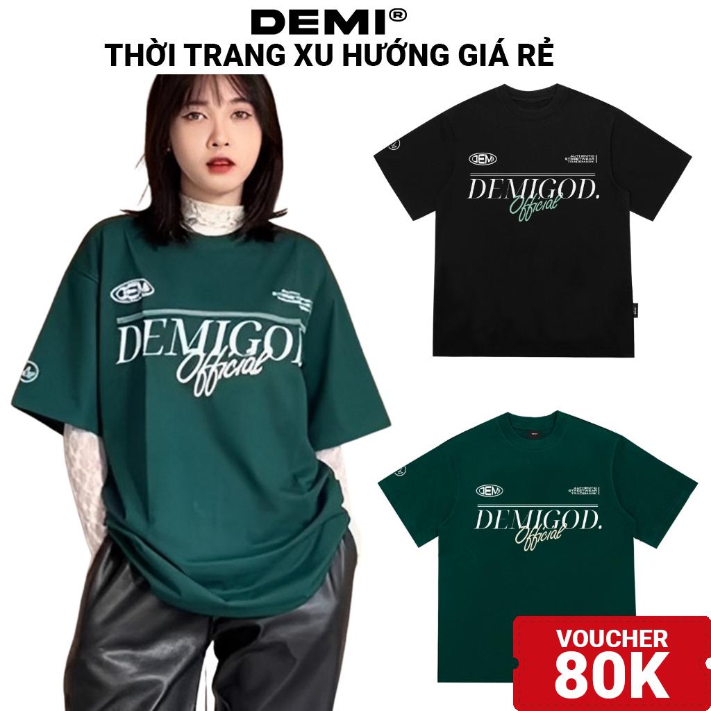 Áo thun local brand giá rẻ, tay lỡ form rộng màu đen, xanh lá local brand DEMI | DE-T20