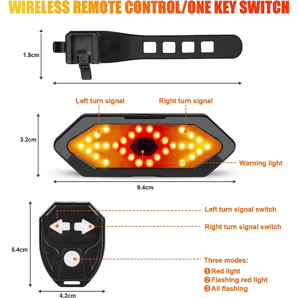 ESLNF 5 Chế Độ Sáng Đèn Hậu Xi Nhan Xe Đạp Đèn Led Xe Đạp Không Dây Pin Sạc Đèn Hậu Xe Đạp