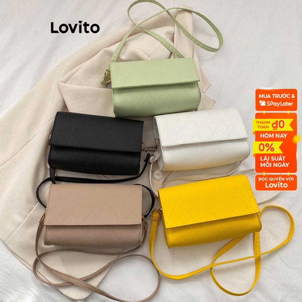 Túi vuông Lovito kim loại màu trơn đơn giản phong cách cho nữ L60AD129 (Kaki/Trắng/Xanh lá/Đen)