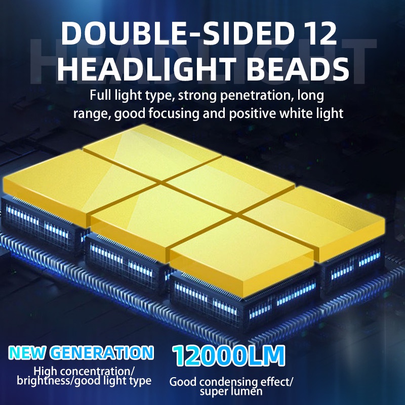 Bộ 2 Đèn Pha led 6000k Siêu Sáng h1 / h4 / h7 / h11 / 9005 / 9006 50w 10000lm Không Thấm Nước ip68