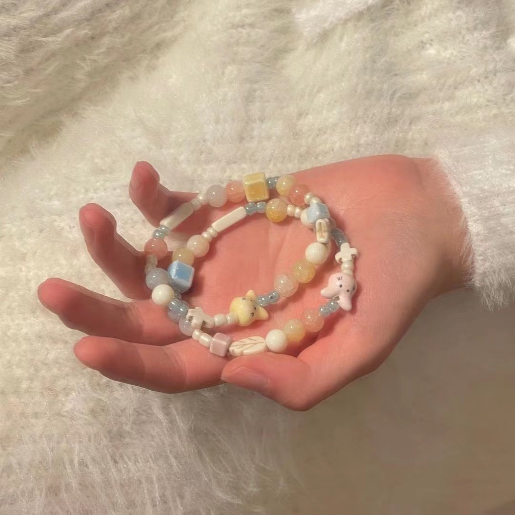 Vòng Tay Chuỗi Hạt Co Giãn Mặt Hình Thánh Giá Nhiều Màu Dễ Thương Cho Cặp Đôi