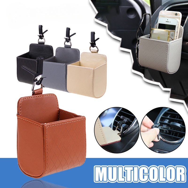 Túi lưu trữ ô tô bảng điều khiển thông gió gọn gàng treo da hộp tổ chức kính giá đỡ điện thoại bộ tổ chức phụ kiện ô tô