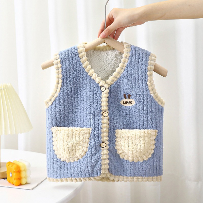 Áo Khoác cardigan Không Tay 80-130cm Bằng Lông Cừu Dày Dặn Giữ Ấm Thoải Mái Phong Cách Hàn Quốc Cho Bé Trai Bé Gái Hàng Có Sẵn Giao Hàng Nhanh Chóng