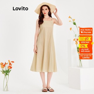 Đầm maxi Lovito kiểu chữ A không tay hở lưng màu trơn thường ngày cho nữ L51ED111 (Màu mơ)