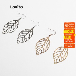 Lovito Bông tai kim loại hình chiếc lá màu vàng/bạc A07002