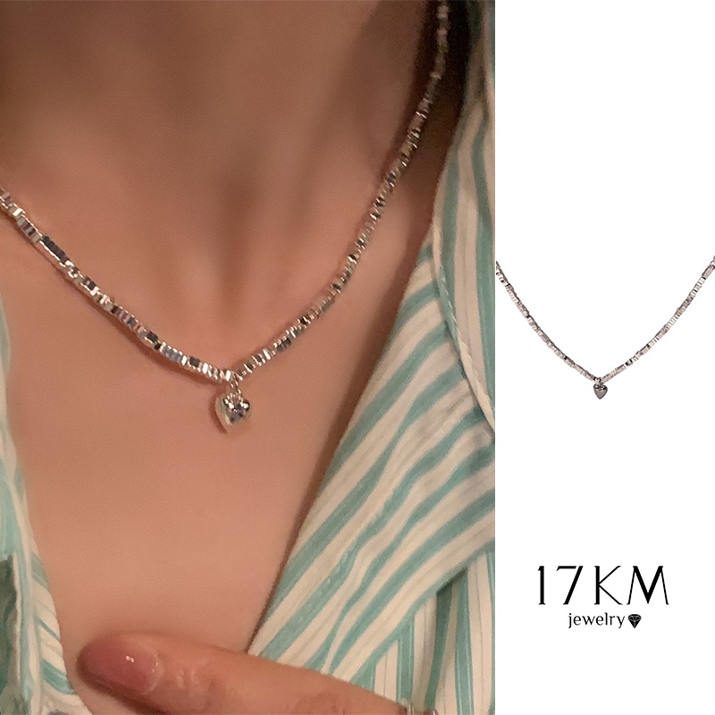 Vòng cổ Chuỗi Hạt Mặt Trái Tim 17km Bằng Kim Loại Thanh Lịch Cho Nữ