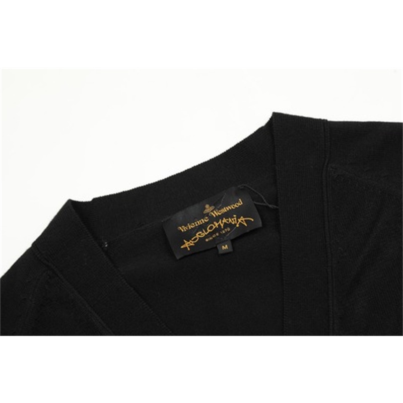 Áo Khoác cardigan Dệt Kim Tay Dài Thêu Hình Cờ vivienne Đường Phố Thời Trang unisex