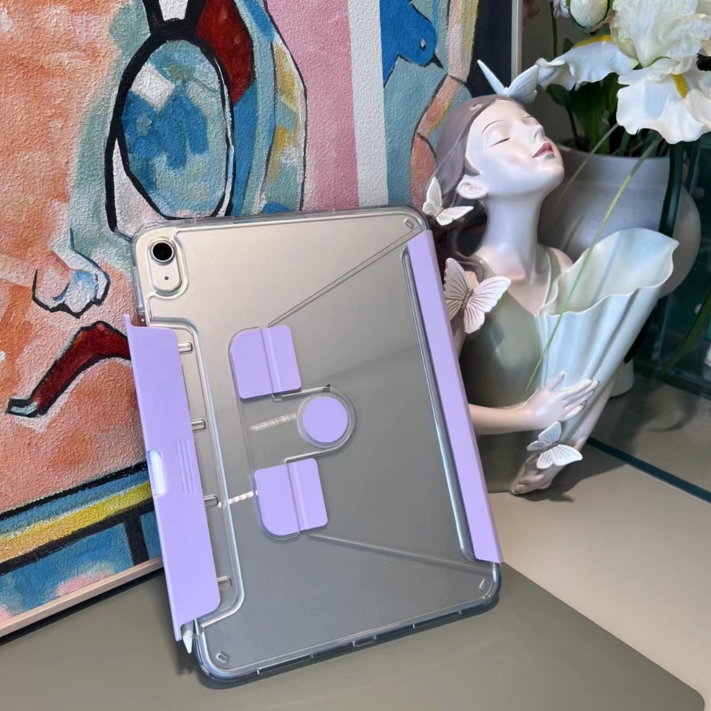 Bao Da Máy Tính Bảng acrylic Trong Suốt Có Ngăn Đựng Bút Xoay 360 Cho ipad 10th 10.9 2022 pro 11 2022 2021 2020 2018 air 5 air 4 10.9 10.2 9th 8th 7th Ốp