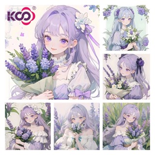  Bộ Tranh Đính Đá 5d Tự Làm 30x30cm   40x40cm   50x50cm Hình Cô Gái Màu Tím 