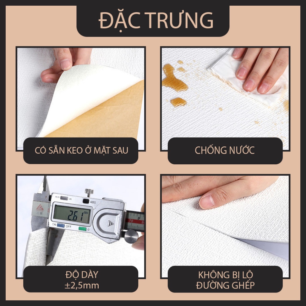 - Cuộn Xốp Dán Tường Cuộn dày cao cấp có keo sẵn, Chống nước, Dễ lau chùi Giá Rẻ