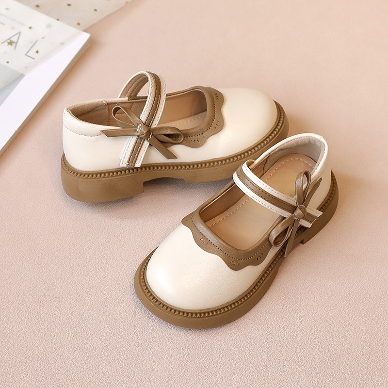 Rumphius Giày Da Đế Mềm Chống Trượt Thoải Mái Đính Nơ Xinh Xắn Cho Bé Gái size 23-36