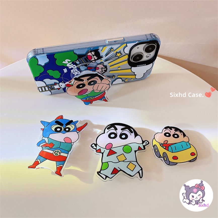 Dễ Thương Ốp Điện Thoại Họa Tiết Hoạt Hình Cậu Bé Bút Chì shin-chan Kèm Giá Đỡ Cho iphone