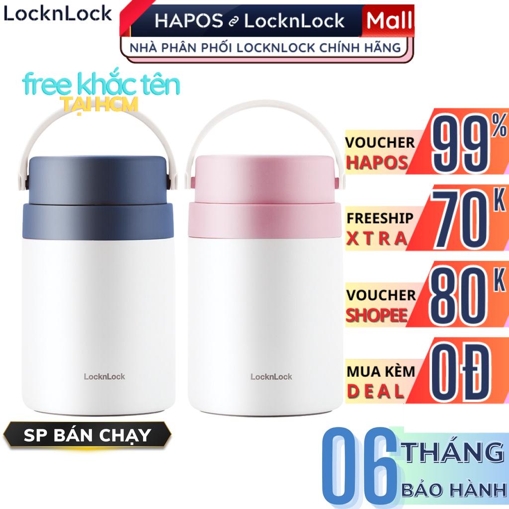 Hộp ủ cháo giữ nhiệt 2 ngăn LocknLock 700ml lõi Inox kèm muỗng đựng thức ăn cho bé LHC8042 - HAPOS MALL OFFICIAL