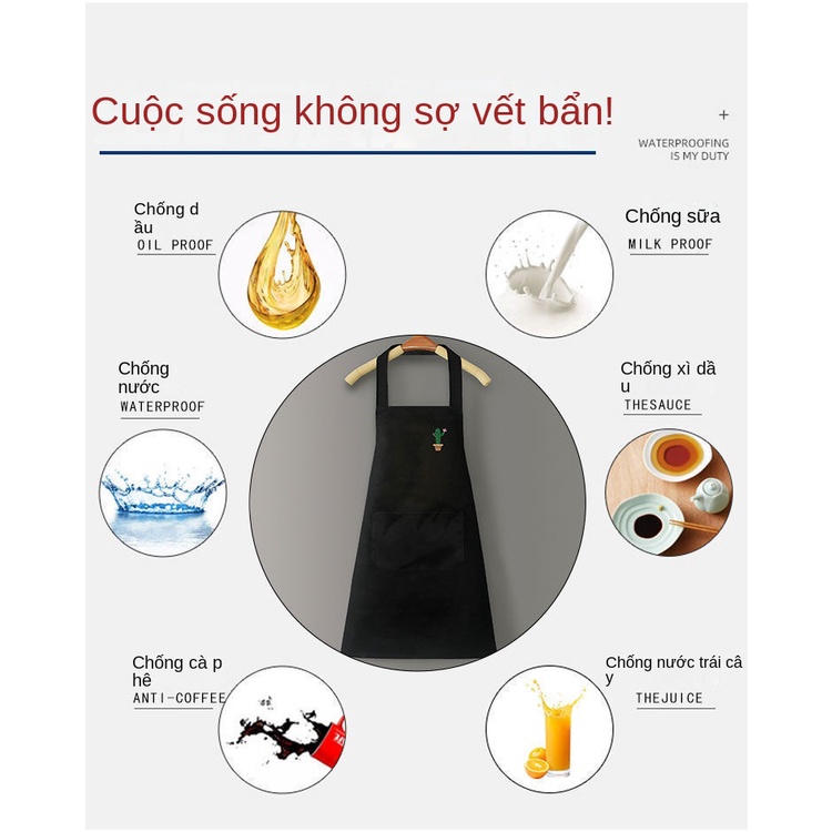 Dễ Thương Tạp Dề Chống Thấm Dầu Chống Thấm Nước Họa Tiết Hoạt Hình Xương Rồng Phong Cách Hàn Quốc Cho Nam